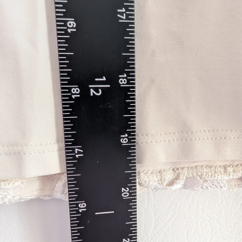 Flora Nikrooz Cream Lace Stretch Top Sheer Long Sleeves - L